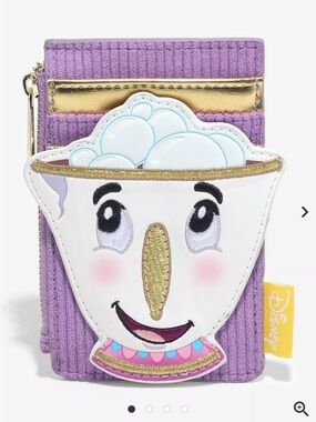 Loungefly Disney Beauty and the Beast Chip Figural Corduroy Cardholder